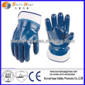 Gants bleu nitrile entièrement revêtus avec manchette de sécurité